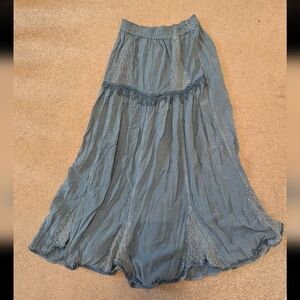 Vintage Denim Western Chambray Maxi Skirt